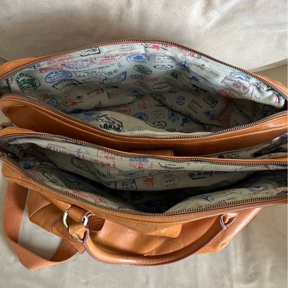 Margot New York Genuine Leather Tote Large Purse Travel Double Zip Storage - Picture 7 of 9